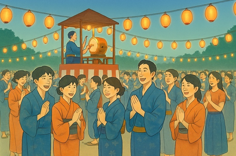 盆踊りのイラスト Illustration of Bon Odori Dance